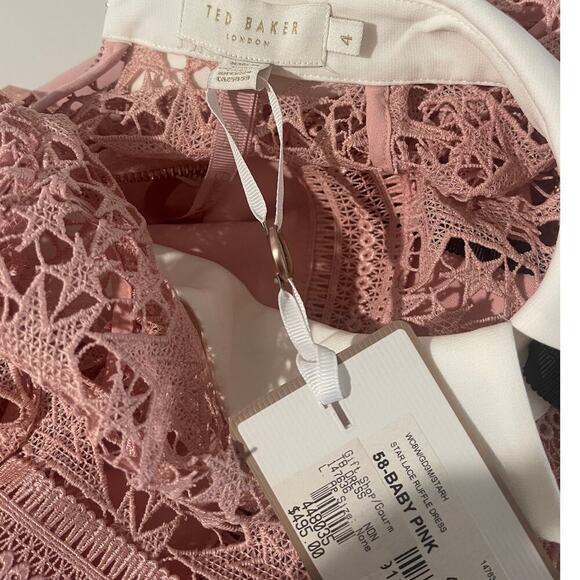 NWT Ted Baker Star Lace Ruffle Collared Dress Size 4 - Picture 7 of 7